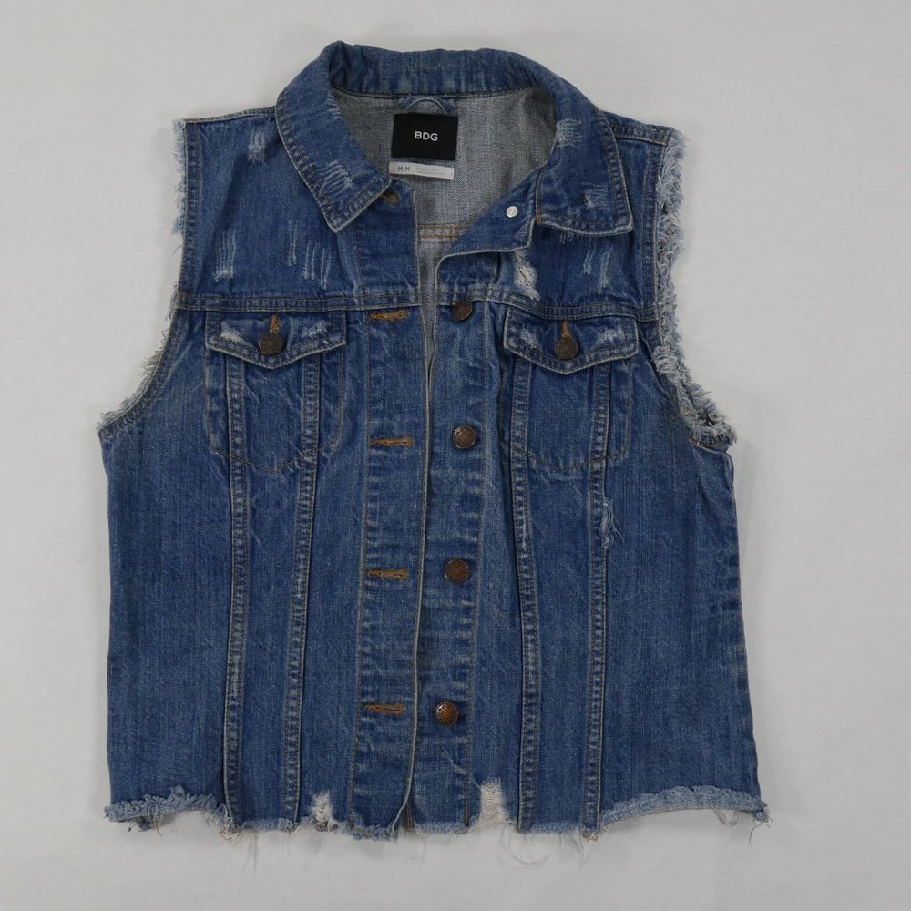 Urban Outfitters BDG Distressed Frayed Denim Vest Womens Size Medium EUC